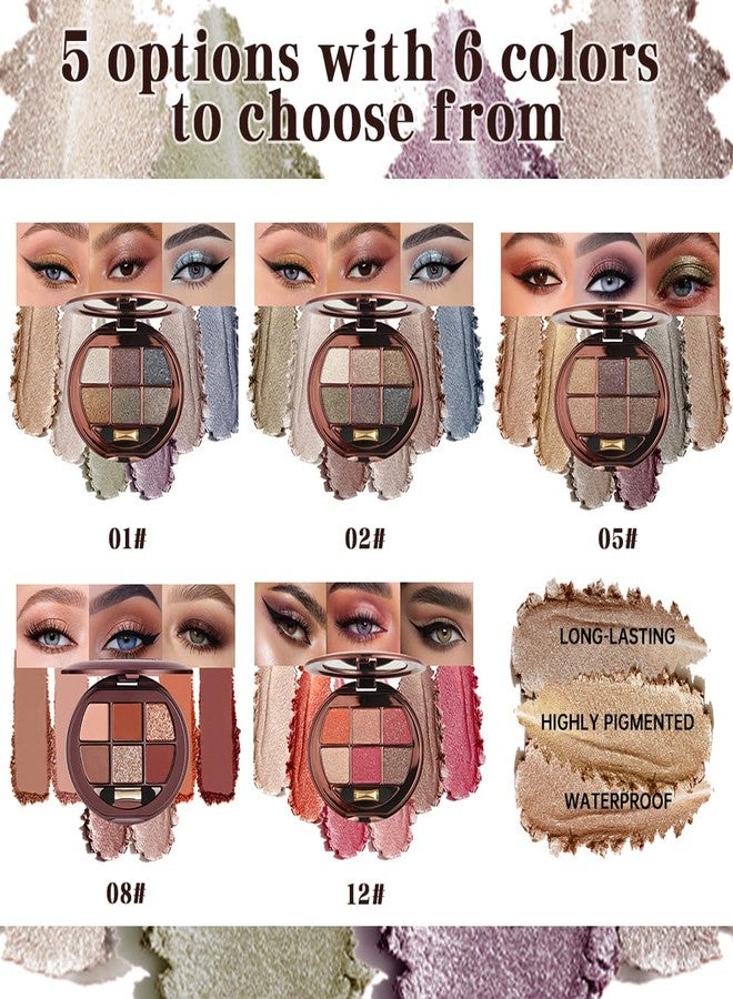 Hxssll Matte Shimmer Glitter Mini Eyeshadow Palette – 6-Color Warm Caramel Rust Eye Shadow Kit, High Pigment Long-Lasting Waterproof Nude Brown Smokey Eyes Makeup Palette for Daily Wear & Soft Glam Looks - Image 3